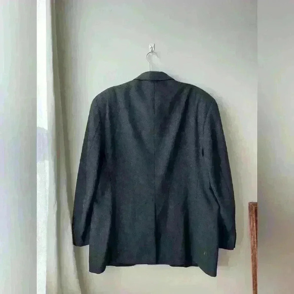 Vintage Lauren Ralph Lauren grey camel wool blazer three button front 46 Tall - Picture 5 of 5